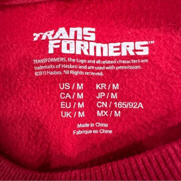 Transformers Autobots Red Raglan Sweater. 2013 Bumble Bee Optimus Prime Jazz - Picture 5 of 6